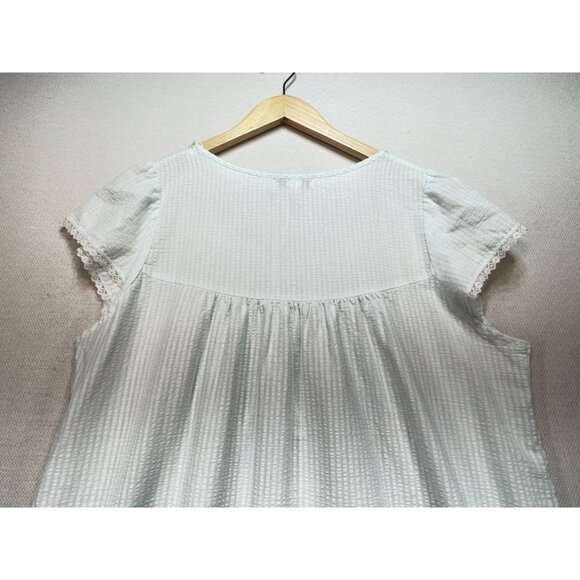 Miss Elaine Women's Nightgown Dress Sleepwear Size M White Green Floral Embroide - Picture 14 of 14